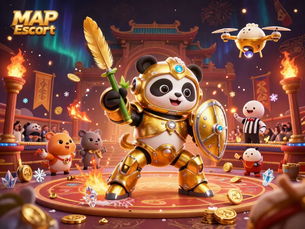Catch the excitement of MAP Escort in this vibrant 3D casino scene packed with dynamic action and betting elements.