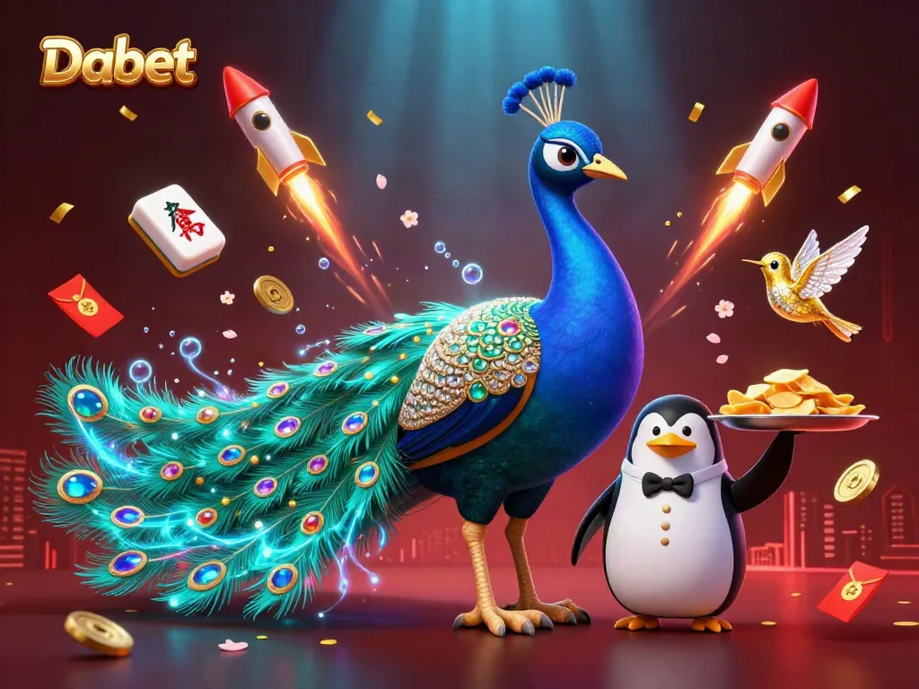 Dabet invites players into an exciting casino experience with vibrant 3D characters and gold-themed gaming elements.