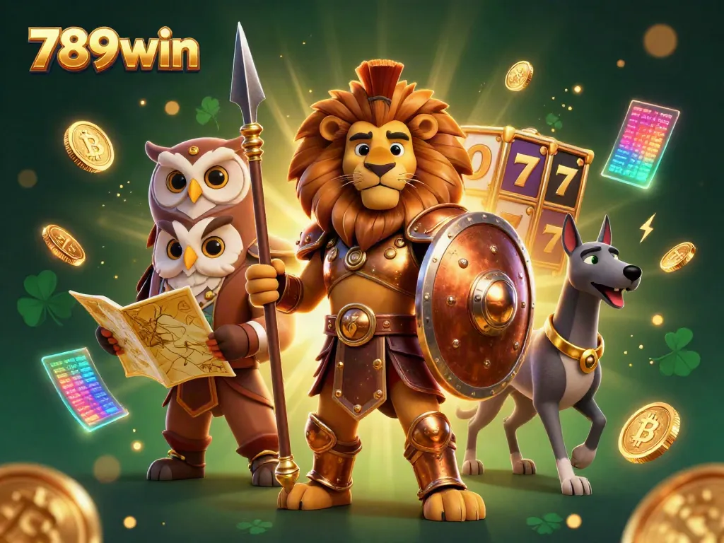 Engage in thrilling gameplay at 789win with dynamic slot reels and energetic characters in an exciting casino scene.
