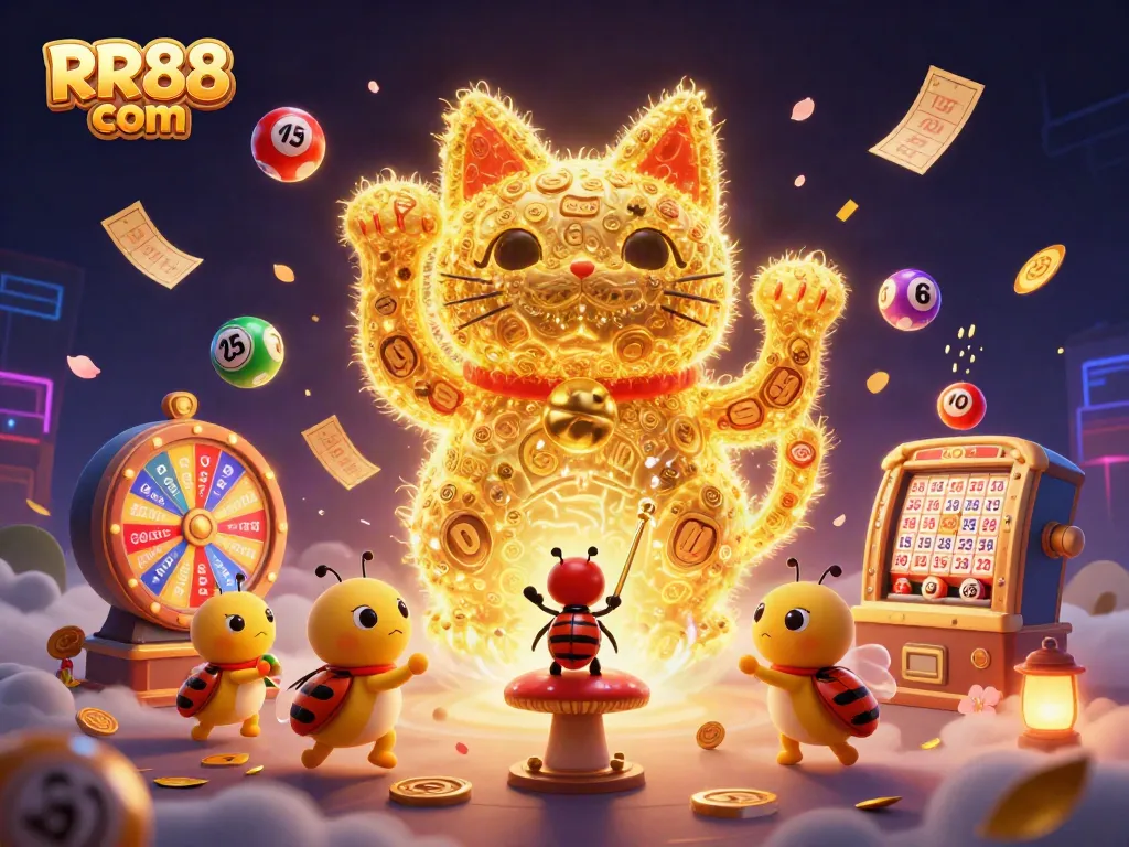 Experience the thrilling world of RR88 com with dynamic casino symbols and vibrant gaming elements.