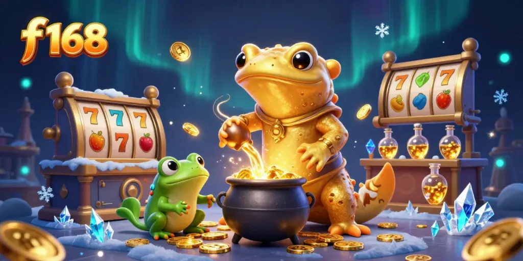 Experience the excitement of f 168 as the golden salamander transforms metals into riches in a mystical casino scene.