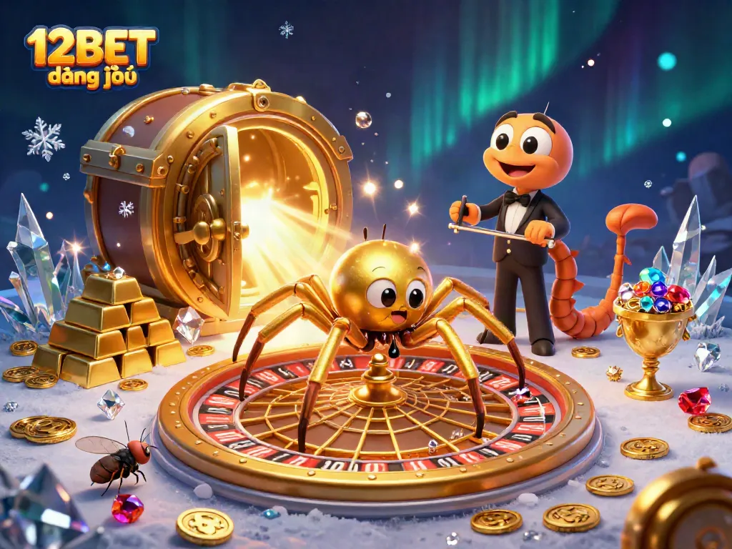 Experience exciting gameplay with 12BET đăng nhập featuring a dynamic roulette wheel in a vibrant casino scene.