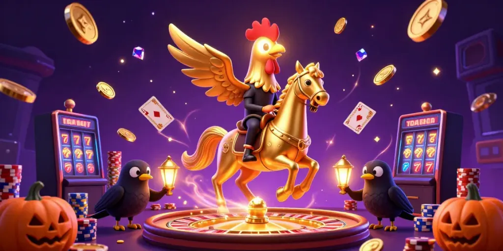 Experience the excitement at f8bet with vibrant casino elements, golden coins, and dynamic characters.
