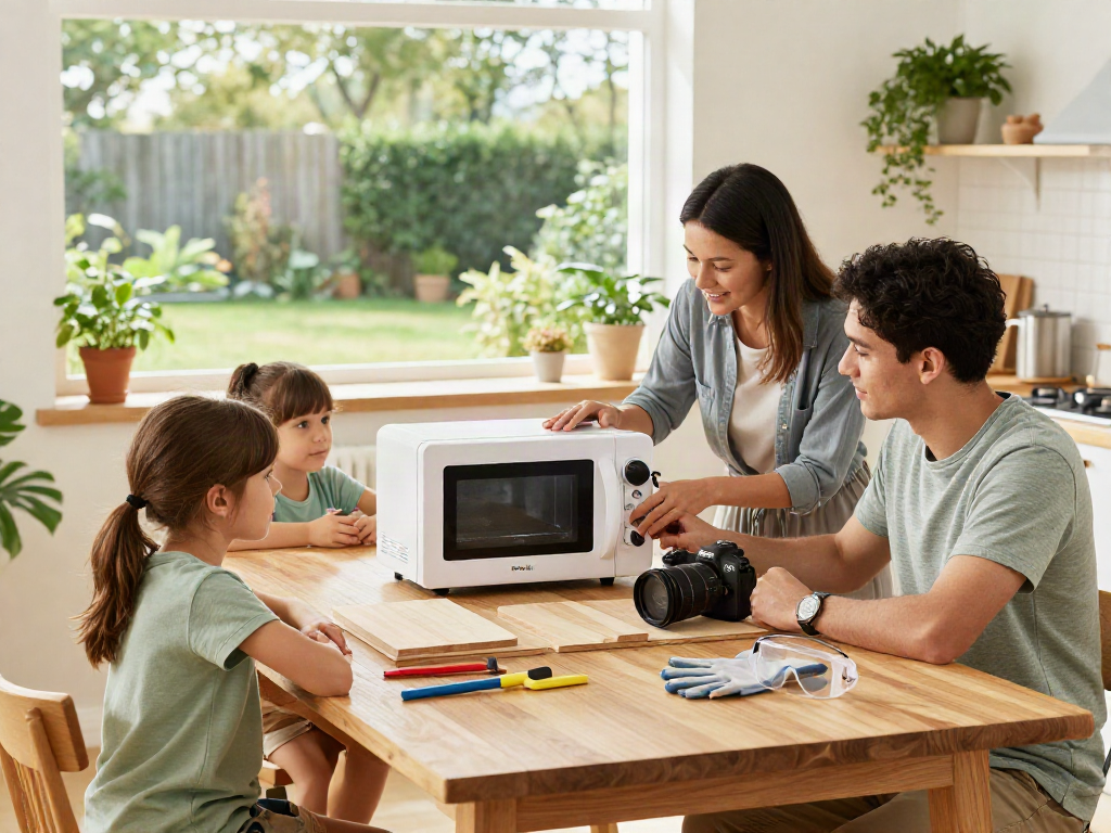 Famille utilisant le traitement Shashel® pour protéger le bois dans une cuisine lumineuse.