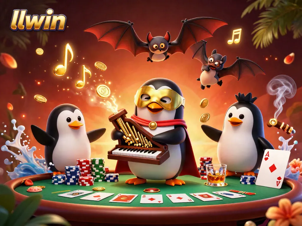 Experience the excitement of llwin with a vibrant, dynamic casino scene featuring games and golden coins.