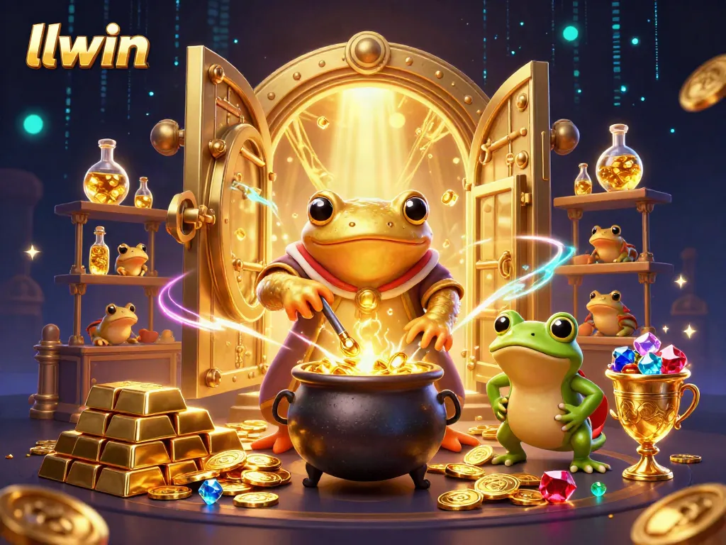 Experience llwin's thrilling gambling adventure with golden treasures and magical elements.
