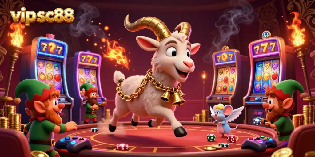 Experience the thrill of the vip sc88 casino with festive characters in a lively gaming atmosphere.