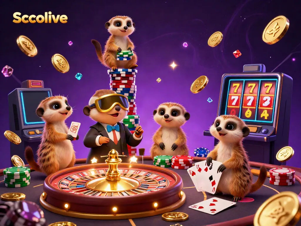 Socolive meerkats run a vibrant online casino filled with dynamic elements and rich details.