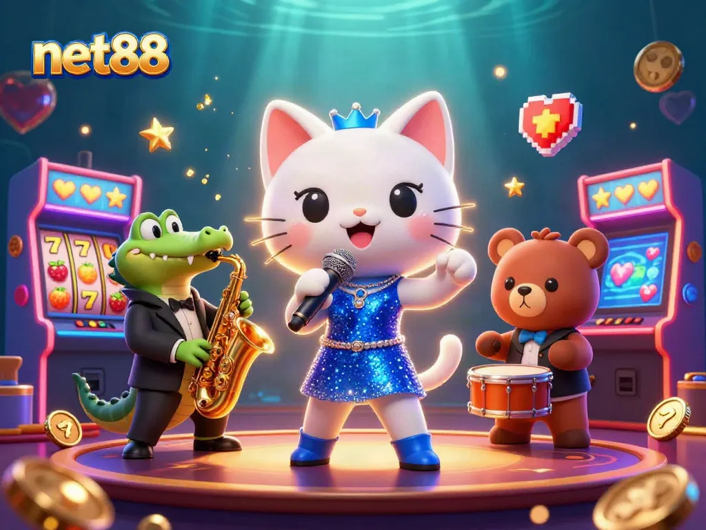 Experience winning moments with net88's vibrant casino scene featuring colorful game elements.