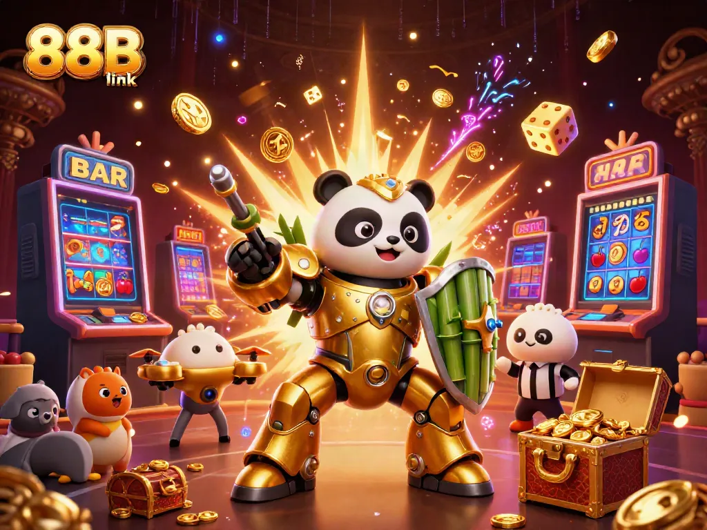 Engage in thrilling gameplay with the vibrant 88B link casino scene featuring dynamic slot machines and exciting action.